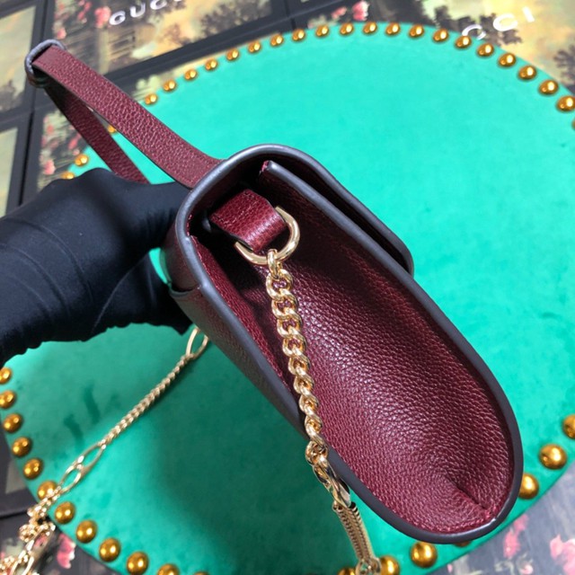 Gucci高仿專櫃女包 572375 古馳最新款ZUMI系列 摔紋牛皮手提包 Gucci鏈條單肩斜挎包  gqy3273